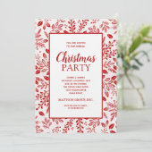 Elegant Red Botanicals Christmas Party 招待状 (スタンド正面)