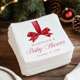 Elegant Red Bow Christmas Baby Shower スタンダードカクテルナプキン