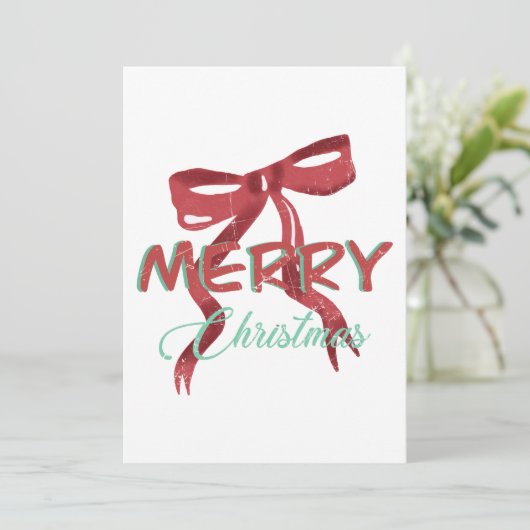 Elegant Red Bow Christmas Card 招待状 (スタンド正面)