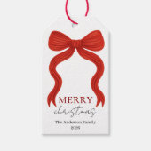 Elegant Red Bow Christmas Party -  ギフトタグ (正面)