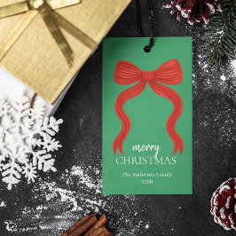 Elegant Red Bow Christmas Party -  ギフトタグ