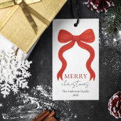 Elegant Red Bow Christmas Party -  ギフトタグ
