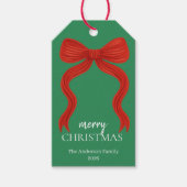 Elegant Red Bow Christmas Party - ギフトタグ (正面)