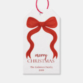 Elegant Red Bow Christmas Party - ギフトタグ (正面)