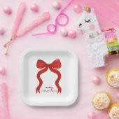 Elegant Red Bow Christmas Party -  ペーパープレート (パーティー)