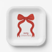 Elegant Red Bow Christmas Party -  ペーパープレート (正面)