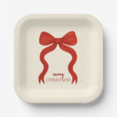 Elegant Red Bow Christmas Party -  ペーパープレート (正面)