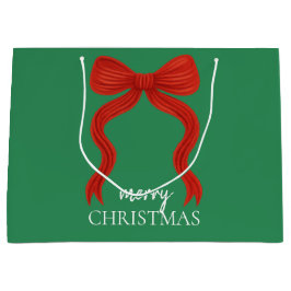 Elegant Red Bow Christmas Party -  ラージペーパーバッグ