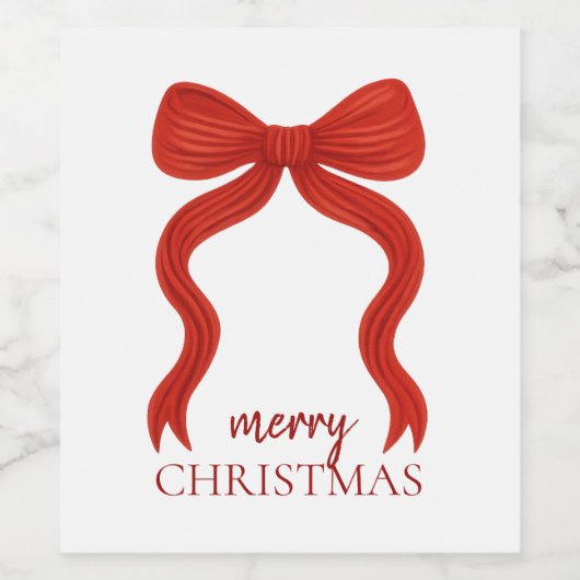Elegant Red Bow Christmas Party -  ワインラベル (シングルラベル)