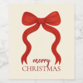 Elegant Red Bow Christmas Party -  ワインラベル (シングルラベル)