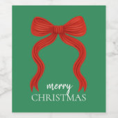 Elegant Red Bow Christmas Party - ワインラベル (シングルラベル)