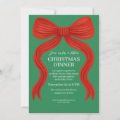 Elegant Red Bow Christmas Party -  招待状 (正面)