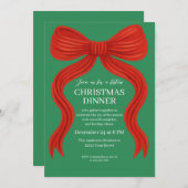 Elegant Red Bow Christmas Party -  招待状 (正面/裏面)
