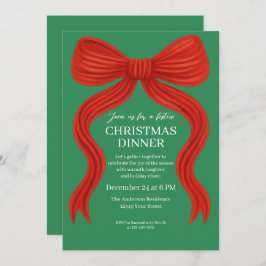 Elegant Red Bow Christmas Party -  招待状