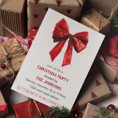 Elegant Red Bow Christmas Party Invitation 招待状