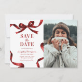 Elegant Red Bow Graduation Save the Date セーブザデート (正面)
