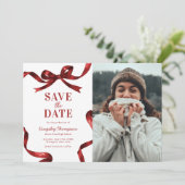Elegant Red Bow Graduation Save the Date セーブザデート (スタンド正面)
