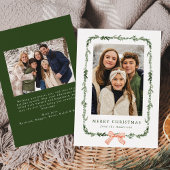 Elegant Red Bow Greenery Garland 2 Photo シーズンカード