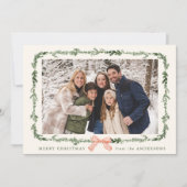 Elegant Red Bow Greenery Garland Cream Photo シーズンカード (正面)