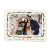 Elegant Red Bow Greenery Garland Holiday Photo マグネット (横)