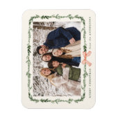 Elegant Red Bow Greenery Garland Holiday Photo マグネット (縦)