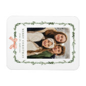 Elegant Red Bow Greenery Garland Holiday Photo マグネット (横)