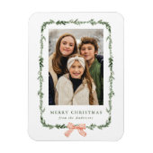 Elegant Red Bow Greenery Garland Holiday Photo マグネット (縦)