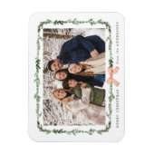 Elegant Red Bow Greenery Garland Holiday Photo マグネット (縦)