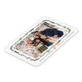 Elegant Red Bow Greenery Garland Holiday Photo マグネット (左側)