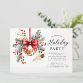 Elegant Red Bow Holiday Party Invite 招待状 (スタンド正面)