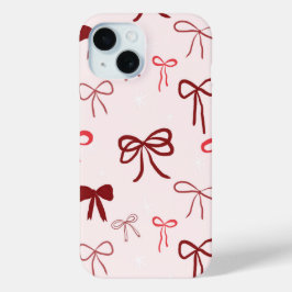 Elegant Red Bow Phone Case iPhone 15ケース