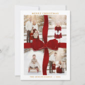 Elegant Red Bow Photo Christmas Card 招待状 (正面)