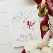 Elegant Red Bow She's Tying The Knot Bridal Shower 招待状