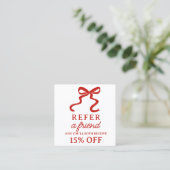 Elegant red bow square elegant referral card 紹介カード (スタンド正面)