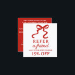 Elegant red bow square elegant referral card 紹介カード<br><div class="desc">Trendy Bow square elegant referral card Stand out from the crowd with a trendy referral card! Easy to edit template.</div>