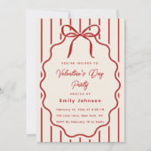 Elegant Red Bow Valentine’s Day Party Invitation 招待状 (正面)