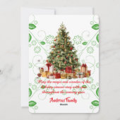 Elegant Red Bow with Greenery Photo Christmas シーズンカード (裏面)