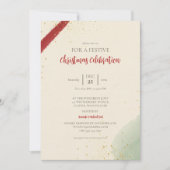 Elegant Red Brushstroke Christmas Holiday Party 招待状 (正面)