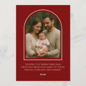 Elegant Red Calligraphy Joy Arch Photo Christmas シーズンカード (裏面)