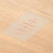 Elegant Red Calligraphy Wedding Invitation アクリル招待状 (レイダウン)