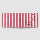 Elegant Red Chalk Stripe Triple Hearts Baby Shower ゲストブック (全面)