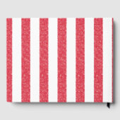 Elegant Red Chalk Stripe Triple Hearts Baby Shower ゲストブック (裏面)