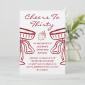 Elegant Red Cheers to Thirty Strawberry Birthday 招待状 (スタンド正面)