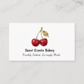 Elegant Red Cherry & Golden Leaves Business Card 名刺 (正面)