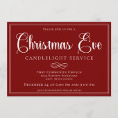 Elegant Red Christmas Eve Candlelight Service 招待状 (正面)