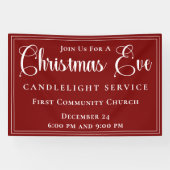 Elegant Red Christmas Eve Candlelight Service 横断幕 (横)