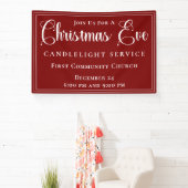 Elegant Red Christmas Eve Candlelight Service 横断幕 (インサイチュ)