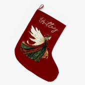 Elegant Red Christmas Fairy ラージクリスマスストッキング (正面 (吊り時))