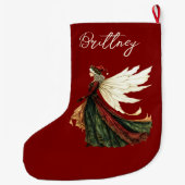 Elegant Red Christmas Fairy ラージクリスマスストッキング (裏面)