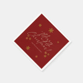 Elegant Red Christmas Gold Snowflakes スタンダードカクテルナプキン (角)
